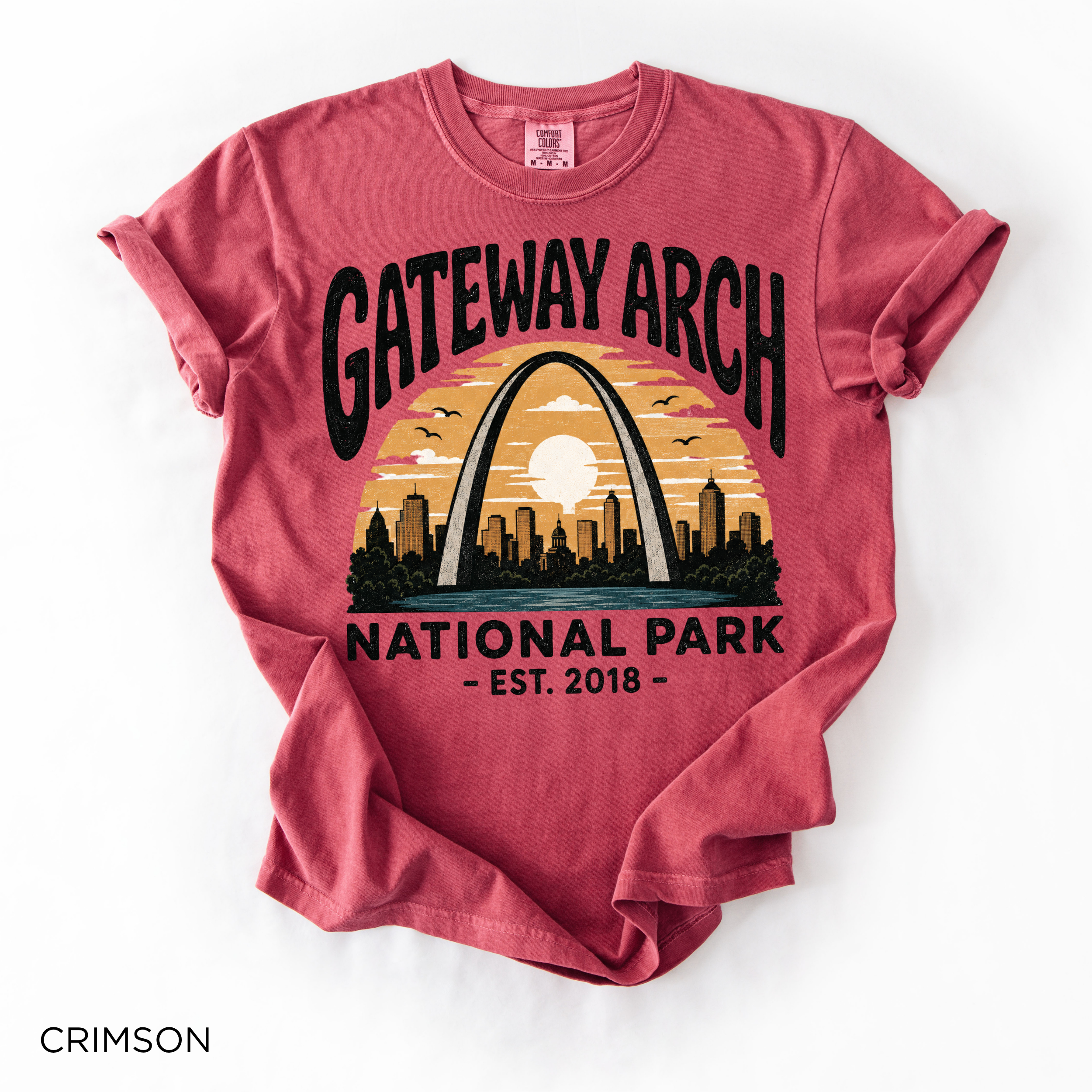 Gateway Arch National Park T-Shirt - Comfort Colors garment-dyed unisex tee, vintage sunset St. Louis souvenir graphic