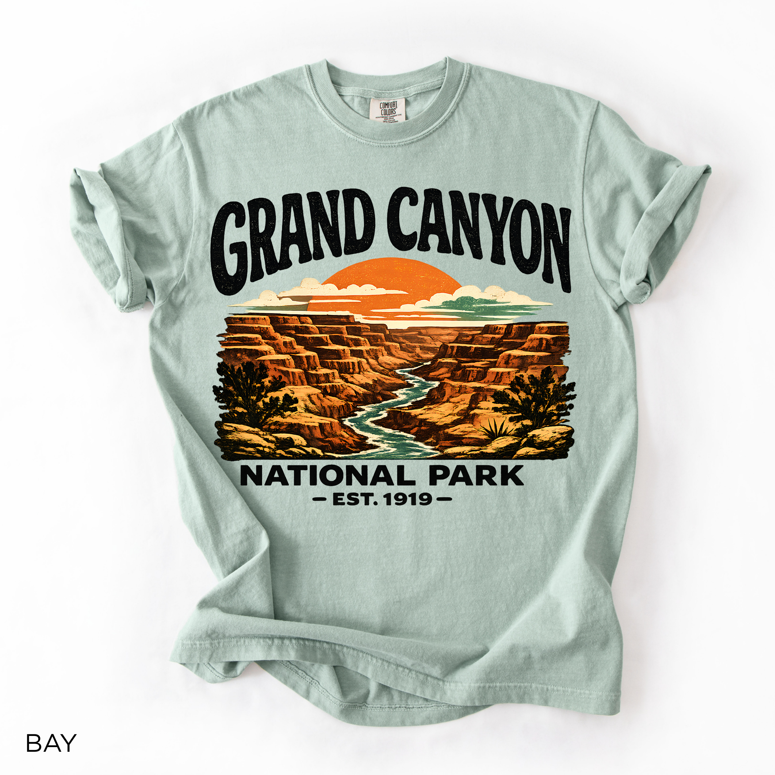Grand Canyon National Park T-Shirt - Comfort Colors garment-dyed unisex tee, retro sunset canyon graphic