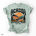 Acadia National Park T-Shirt - Comfort Colors garment-dyed unisex tee, scenic coastal sunset graphic