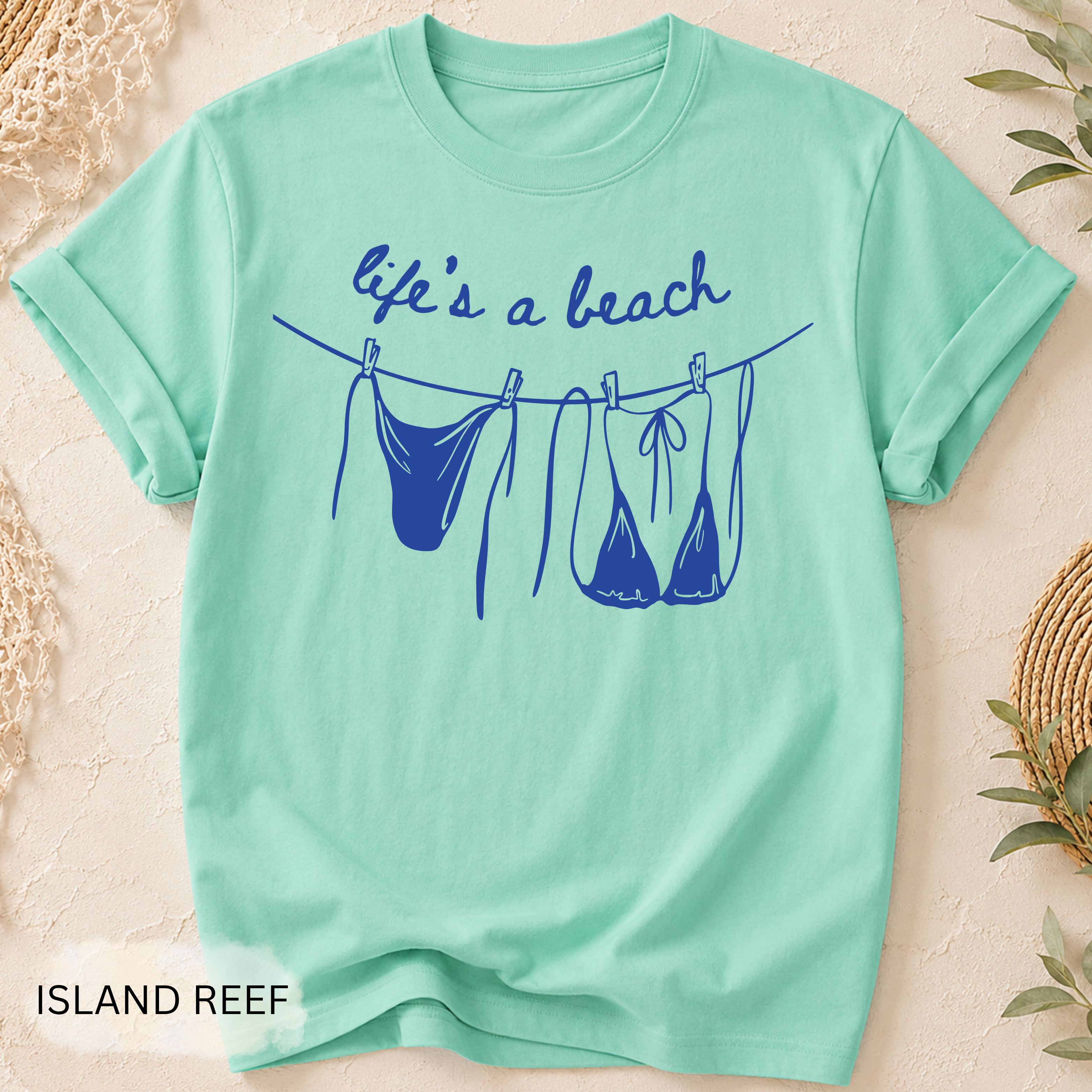 Life's a Beach Line Art Garment-Dyed Tee