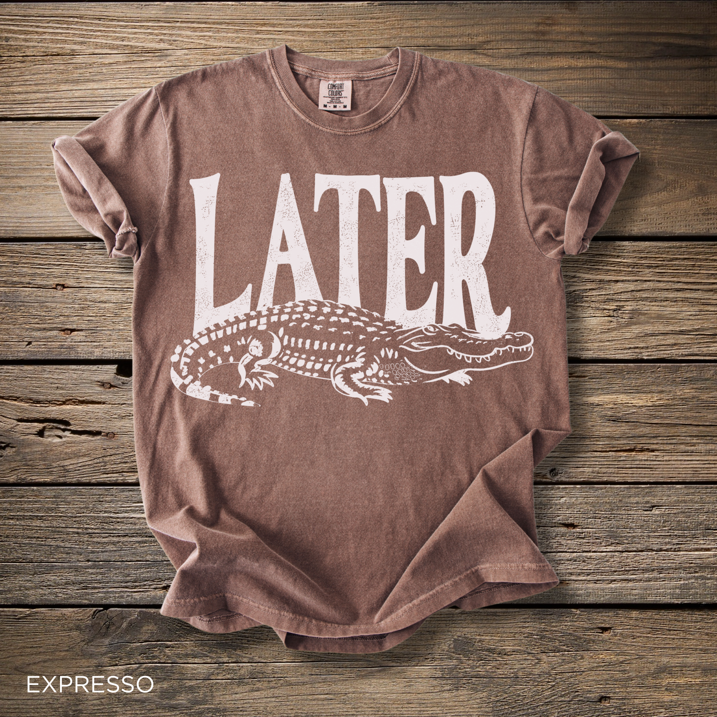 Later Gator T‑Shirt — Graphic Crocodile Tee with 'LATER' Text