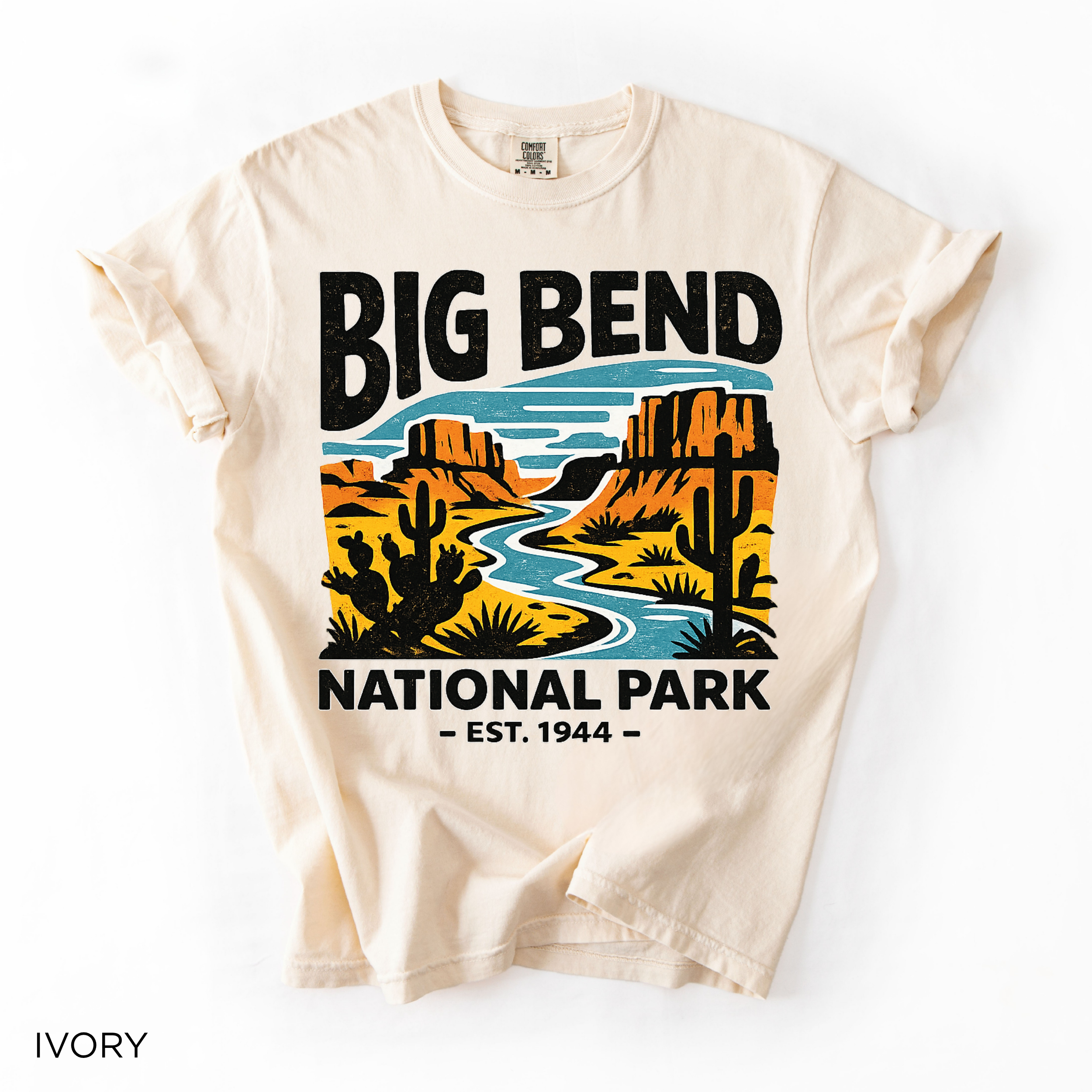 Big Bend National Park T-Shirt - Comfort Colors garment-dyed unisex tee, retro sunset desert graphic