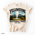 Yellowstone National Park T-Shirt - Comfort Colors garment-dyed unisex tee, Old Faithful and bison park graphic